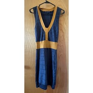 French Connection Blue/Gold dress.  Size 2